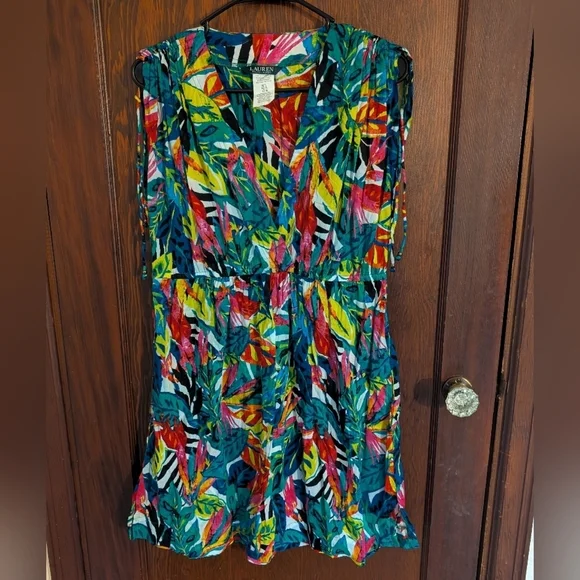 Ralph Lauren Tropical-Print Cotton Cover-Up Vacation Size Large - Picture 4 of 8
